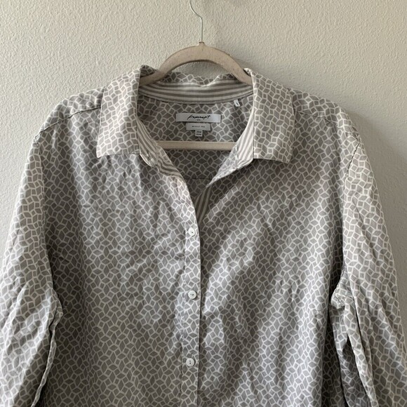 Foxcroft NYC Plus Size 20W Multicolor Print Wrinkle Free Shaped Button Up Shirt - Picture 2 of 6